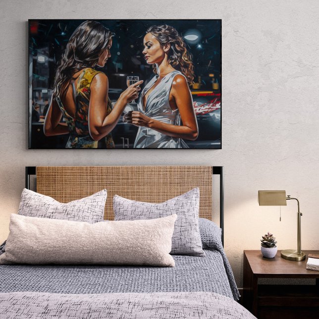 Poster Latinas falando em uma pintura de um clube noturno (Criador carregado)