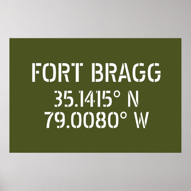 Poster Latitude Longitude de Fort Bragg (Frente)