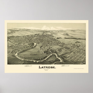 Poster Latrobe, mapa panorâmico do PA - 1900
