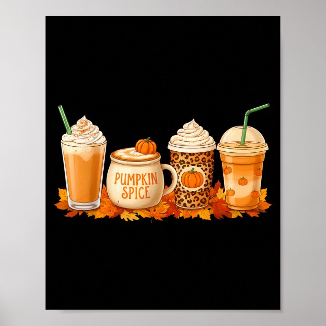 Poster Latte de Abóbora Sce Café Bebida de Outono Hallowe (Frente)