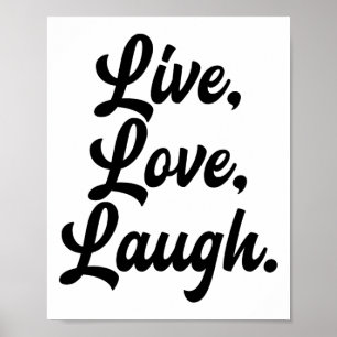Poster Laugh Love Live Retro Meditação Mindful Positivivi