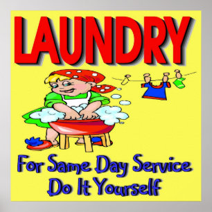 Póster LAUNDRY- For Same Day Service Do It Yourself