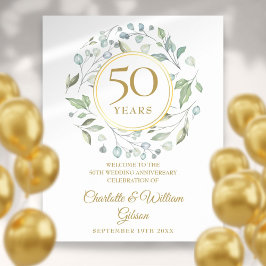 Poster Laurel Greenery 50º Aniversário - Sinal de Boas-vi