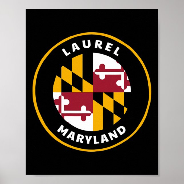 Poster Laurel Maryland Md Bandeira Dge Roundlet Lembrança (Frente)