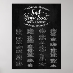 Póster Laurel Wedding Seating Chart, Cor Editável