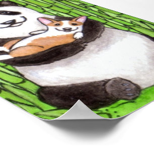 Póster Lauren M. Davis Panda & Pembroke Welsh Dog Art