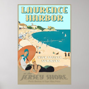Poster Laurence Harbor Nova Jersey Shore Retro Art Deco