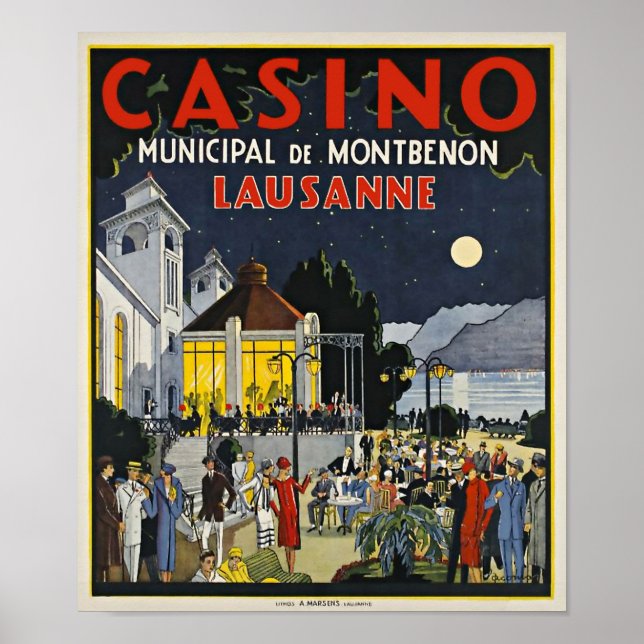Poster Lausanne, Casino Municipal de Montbenon Art Deco (Frente)