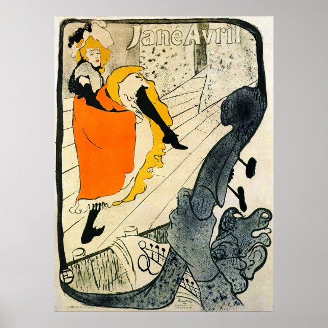 Póster Lautrec: Jane Avril Danicng the Can-Can (Frente)