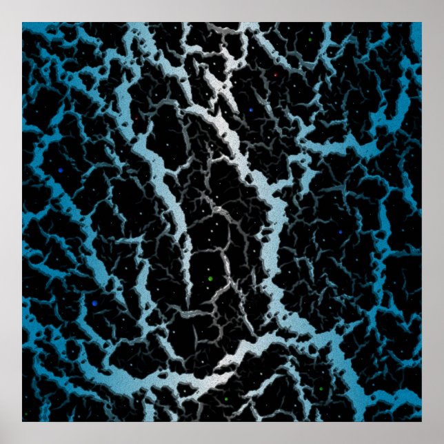 Poster Lava de espaço rachada - Branco/Azul-Céu (Frente)