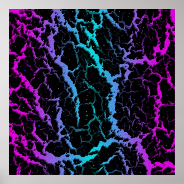 Poster Lava de espaço rachada - Rosa/Ciano (Frente)