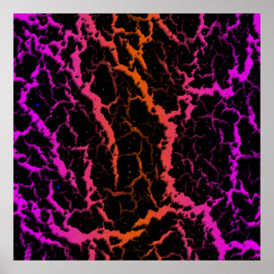 Poster Lava de espaço rachada - Rosa/Laranja