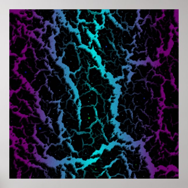 Poster Lava de espaço rachada - Roxo/Ciano (Frente)