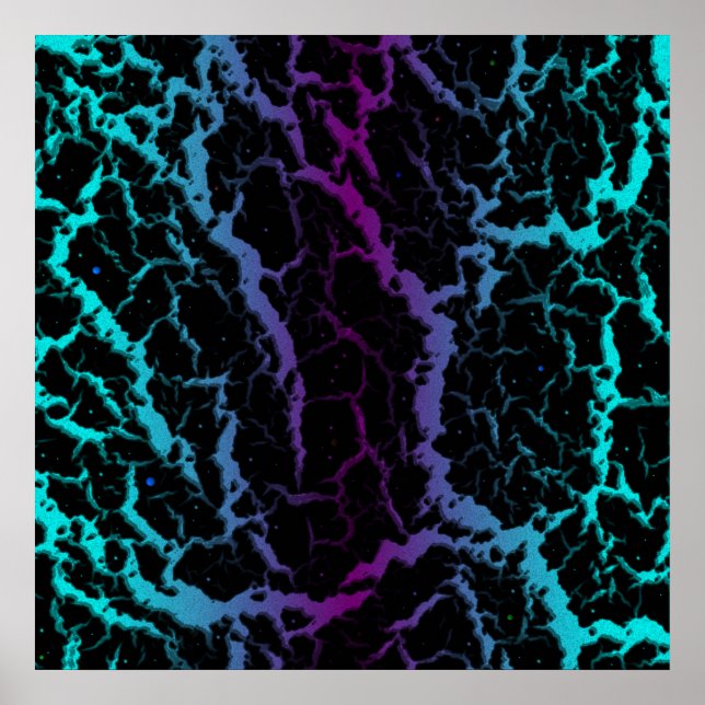 Poster Lava do Espaço Cracking - Ciano/Roxo (Frente)