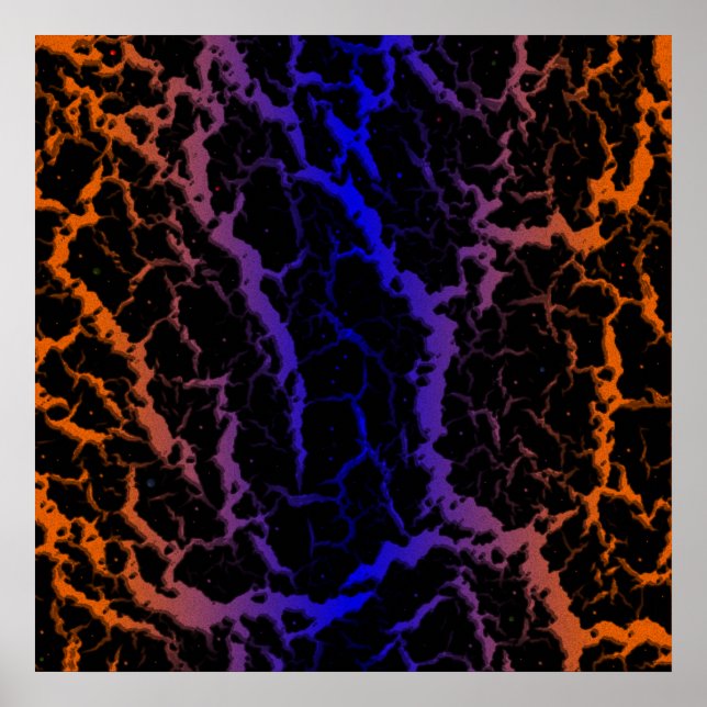 Poster Lava do espaço rachado - Laranja/Azul (Frente)