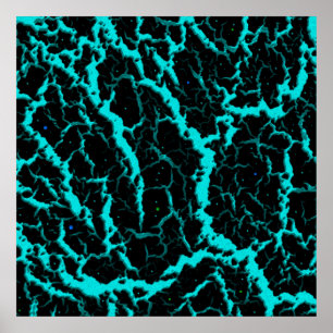 Poster Lava Espacial Rachada - Ciano