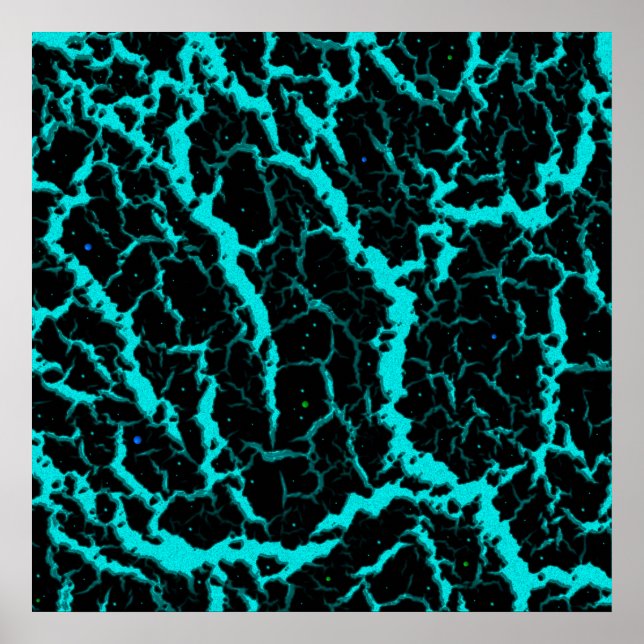 Poster Lava Espacial Rachada - Ciano (Frente)
