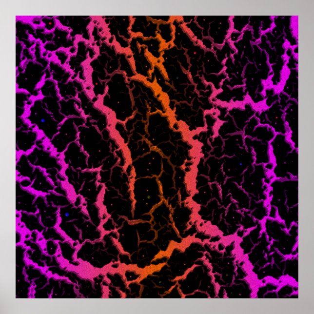 Poster Lava Espacial Rachada - Rosa/Laranja (Frente)
