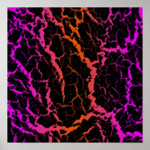 Poster Lava Espacial Rachada - Rosa/Laranja