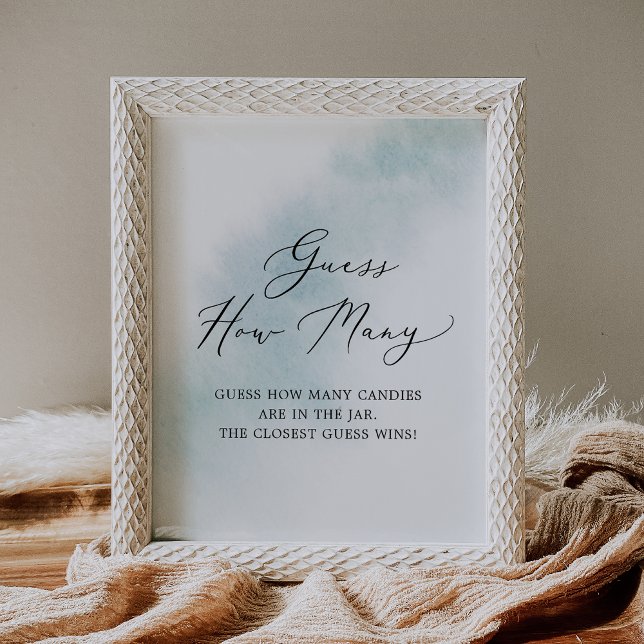 Poster Lavagem de Aquarela | Adivinhe Quantos Doces Azuis (Criador carregado)