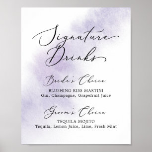 Poster Lavagem de Aquarela  Signature Drinks Sinal Roxo
