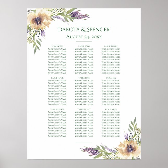 Poster Lavanda Anemone | Creme Roxo 10 Cadeiras (Frente)