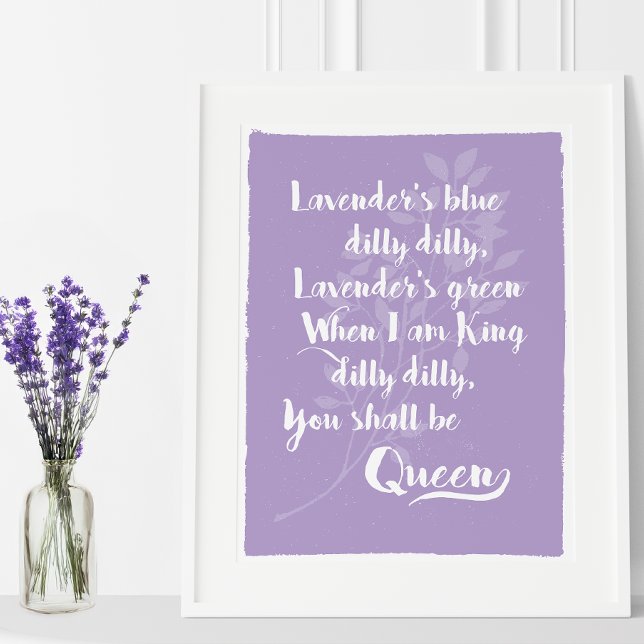 Poster Lavanda Azul ( The beloved English folk song and nursery rhyme from the 17th century on a charming lavender art.)