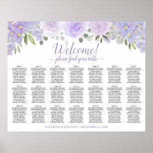 Poster Lavanda Boho Rosas 21 Mesa Cartaz de Assentos Casa