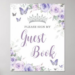 Poster Lavanda Chic Purple Floral Quinceañera
