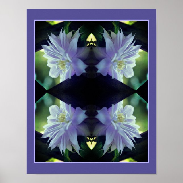 Poster Lavanda Clematis Flower Em Trellis Abstrato (Frente)