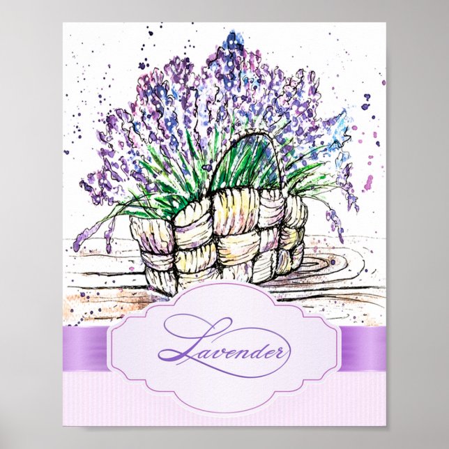 Poster Lavanda de Aquarela (Frente)