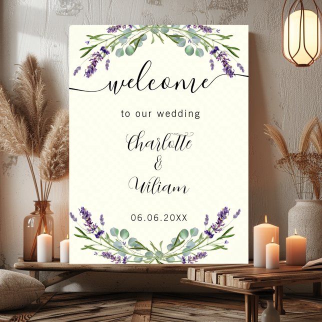 Poster Lavanda de casamento eucalipto bem-vindo (Criador carregado)