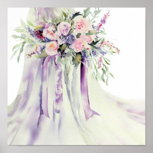 Poster Lavanda e cor-de-rosa, Buquê em cascata de noiva 2