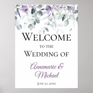 Poster Lavanda e Eucalyptus bem-vindos ao nosso casamento
