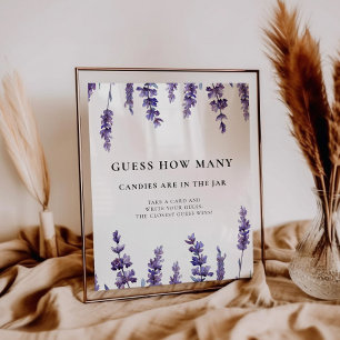 Poster Lavanda elegante adivinha quantos jogos de Chá de