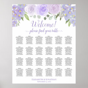 Poster Lavanda Floral 24 Gráfico de Casamento de Mesa