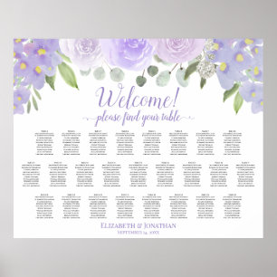 Poster Lavanda Floral 25 Gráfico de Casamento de Mesa