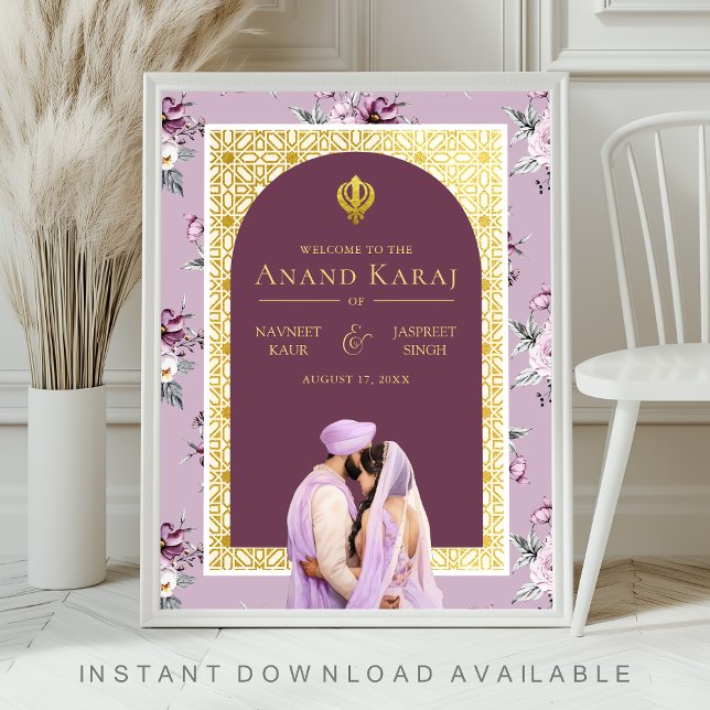 Poster Lavanda Floral Anand Karaj - Sinal de Boas-vindas (Criador carregado)