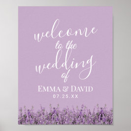 Poster Lavanda Floral Elegante Purple Weding Bem-vindo