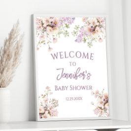 Poster Lavanda Floral Primavera Baby Girl Chá Bem-vindo