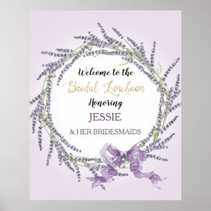 Poster Lavanda francesa Floral Wreath Dourada Bridal Lunc