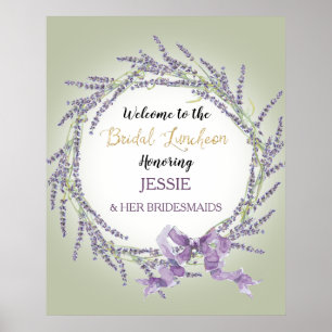 Poster Lavanda francesa Floral Wreath Sage Bridal Luncheo