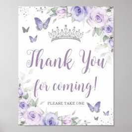 Poster Lavanda Quic Purple Floral Quinceañera Obrigado