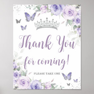 Poster Lavanda Quic Purple Floral Quinceañera Obrigado