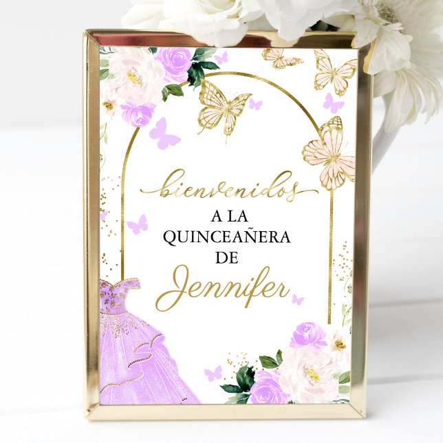Poster Lavanda Quinceanera Sinal de Boas-vindas Palavra E (Criador carregado)
