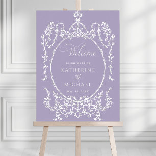 Poster Lavanda Romântico Quadro Francês Casamento Bem-vin