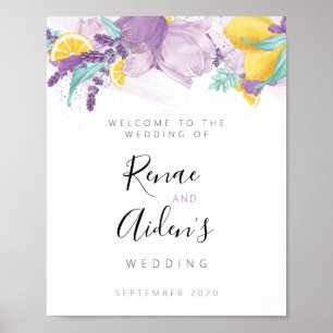 Poster Lavanda, roxo e sinal de boas-vindas ao casamento