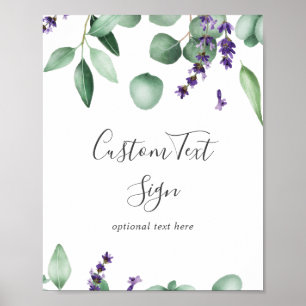 Poster Lavanda russa e sinal de texto personalizado do Eu