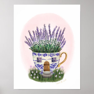 Poster Lavanda Teacup Cottage Art
