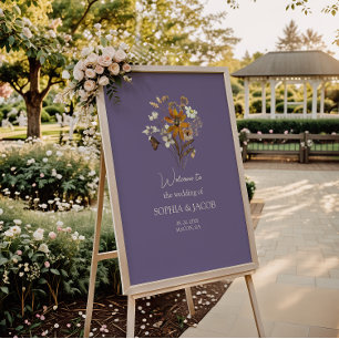 Poster Lavanda Wildflower Boho Weding Welcome